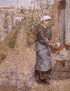 Camille Pissarro woman washing dishes oil